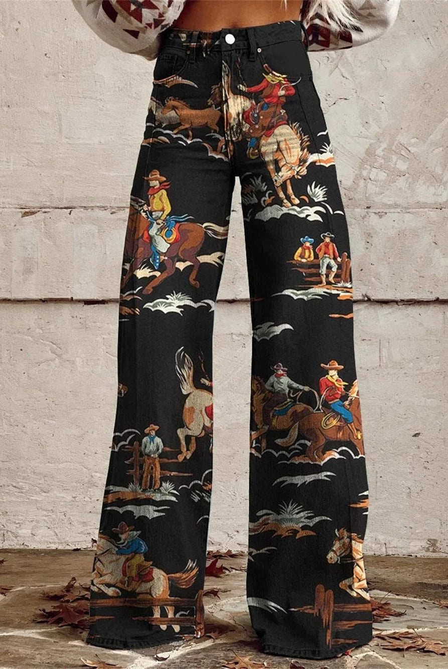 Paula | Vintage Printed Wide Leg Pants