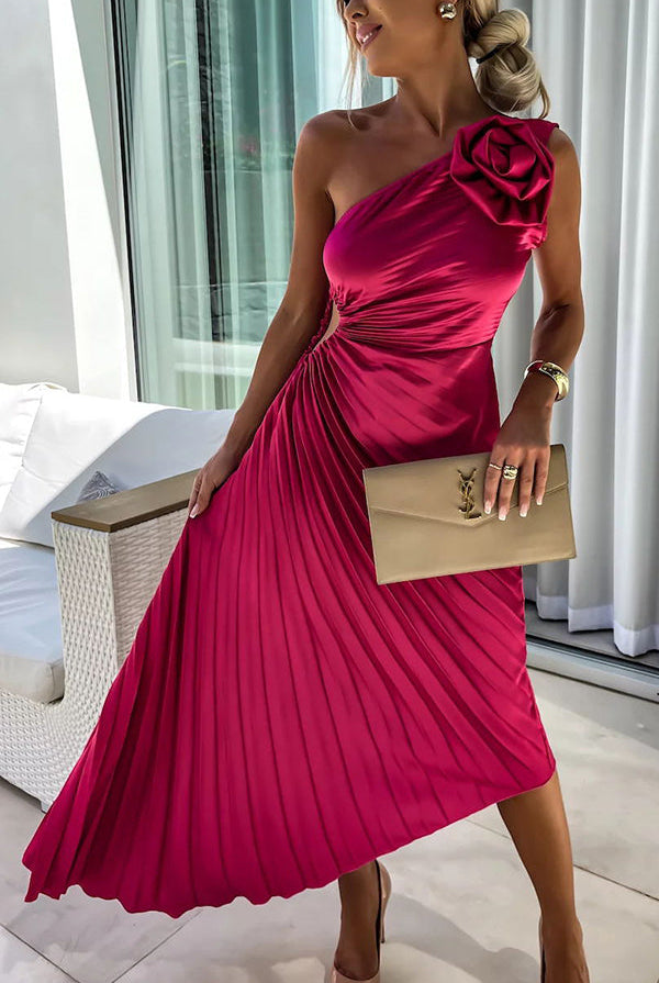 Nicole | Elegant Floral One-Shoulder Maxi Dress