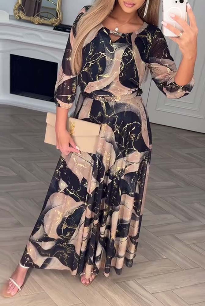 Selene | Printed Waist-Defined Dress