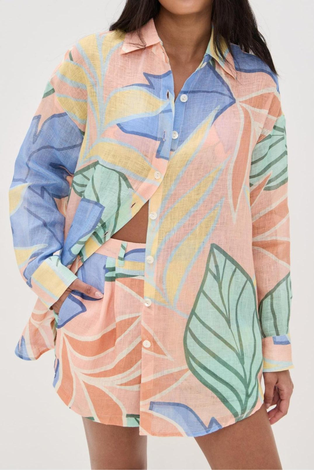 Jaelynn | Tropical Leaf Printed Short Set