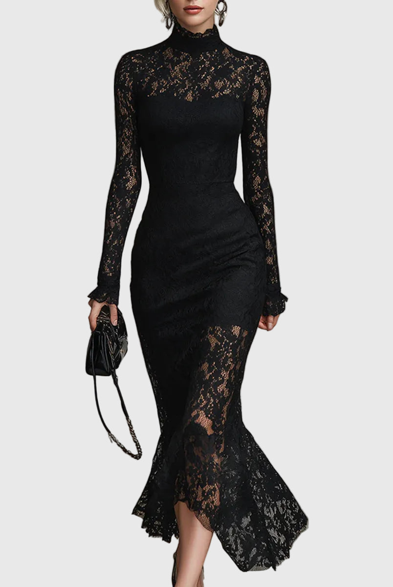 Constance | Elegant Lace Fishtail Maxi Dress
