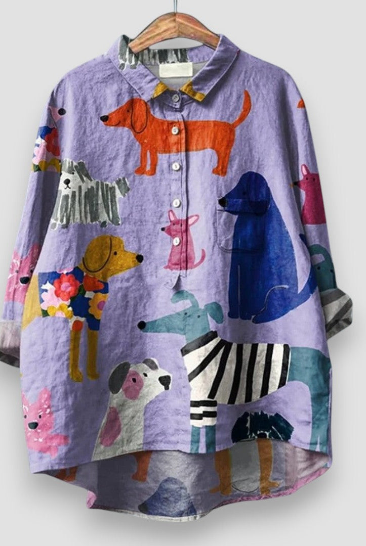 Shifra | Women's Shirt with Dog Print