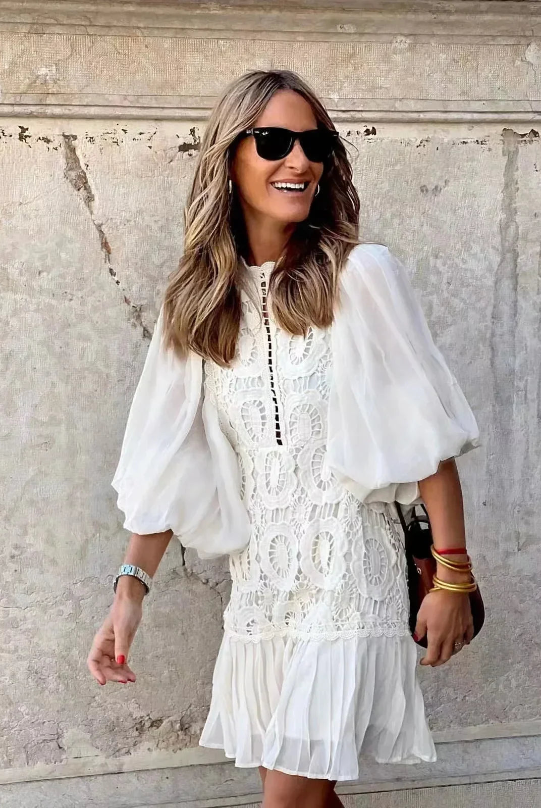 Angelica | Embroidered Lace Mini Dress