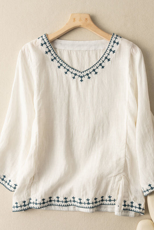 Claire | Pattern V-Neck Blouse