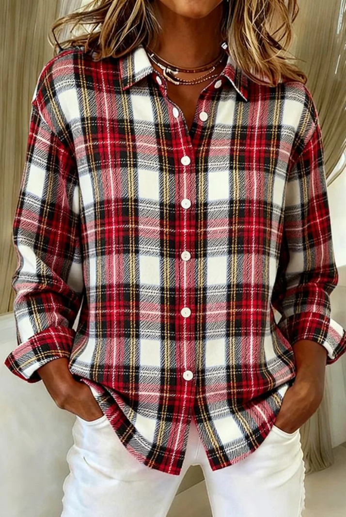 Madilynn | Classic Checked Hoodie Blouse