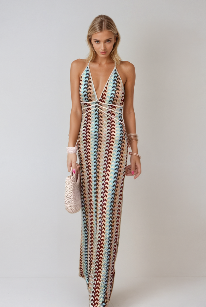 Keeva | Backless V-Neck Maxi Dress