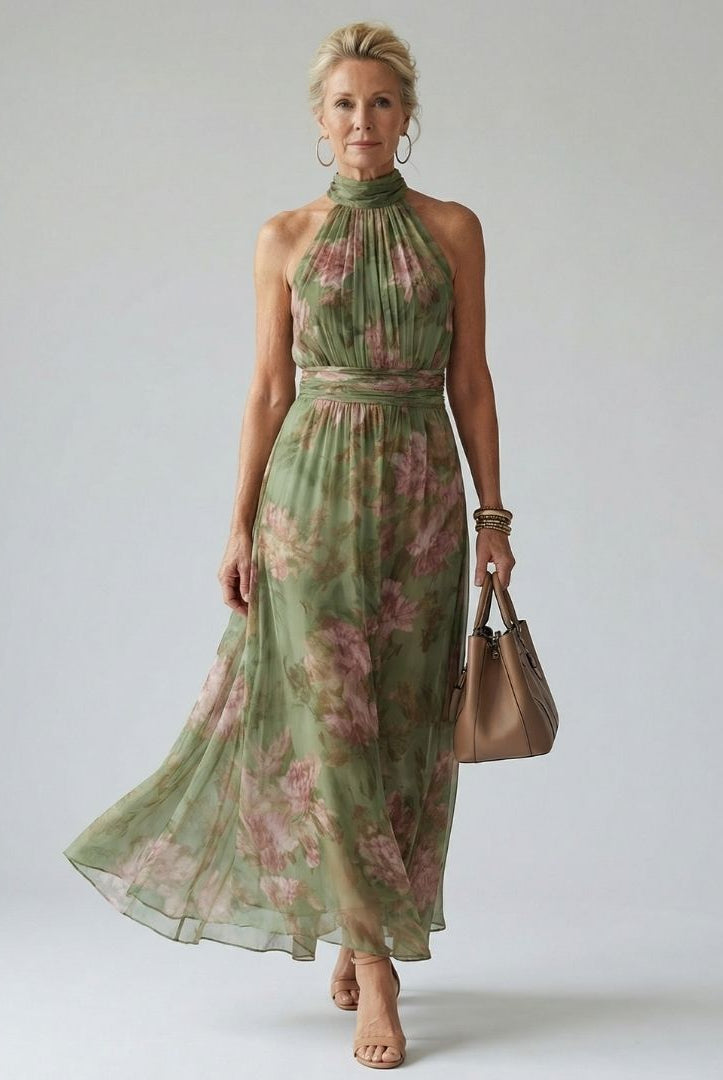 Gabriella | Gathered Halter Midi Dress