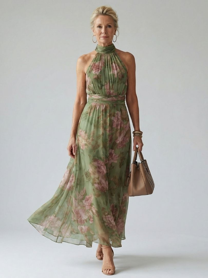 Gabriella | Gathered Halter Midi Dress