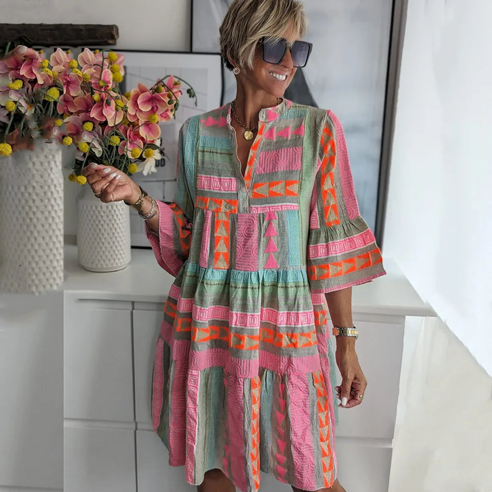 Bryleigh | Patterned Flowing Midi Dress