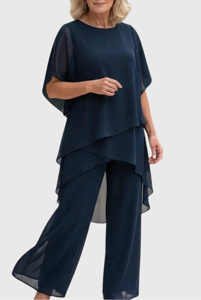 Keelin | Suit with Draped Palazzo Pants