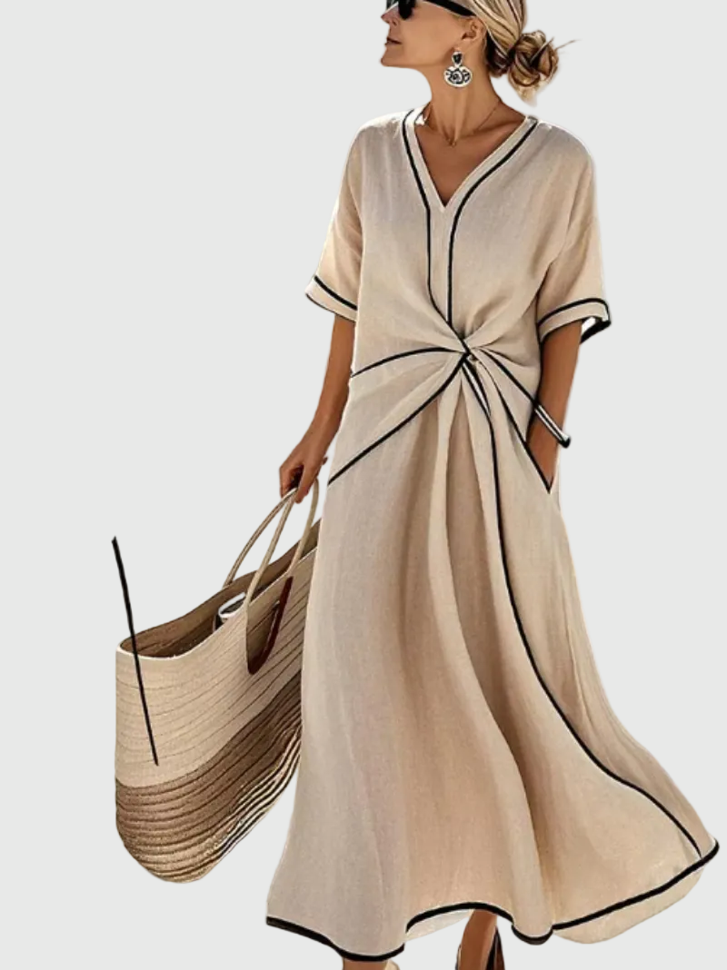 Ingrid | Draped Coastal Maxi Dress