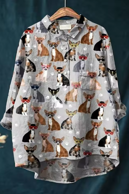 Halsey | Cool Chihuahua Sunglasses Print Blouse