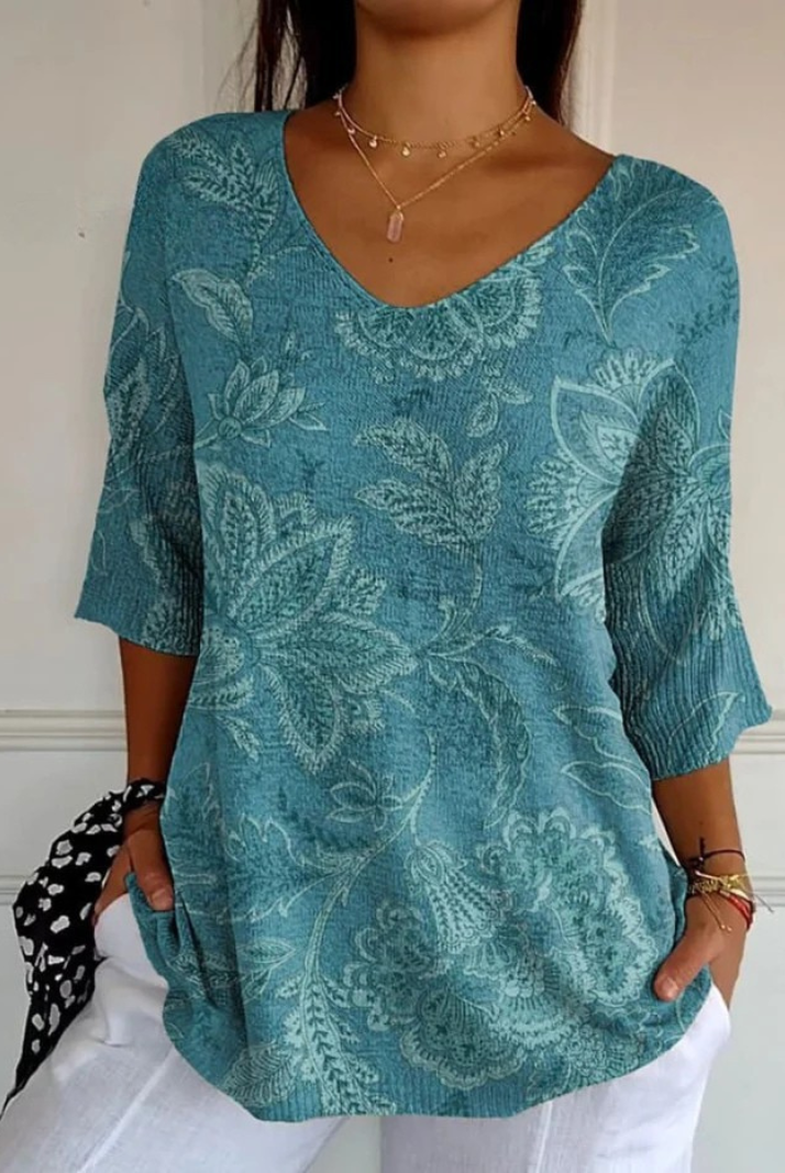Notch | Vintage Ethnic Floral Art Print Casual Pullover Knit