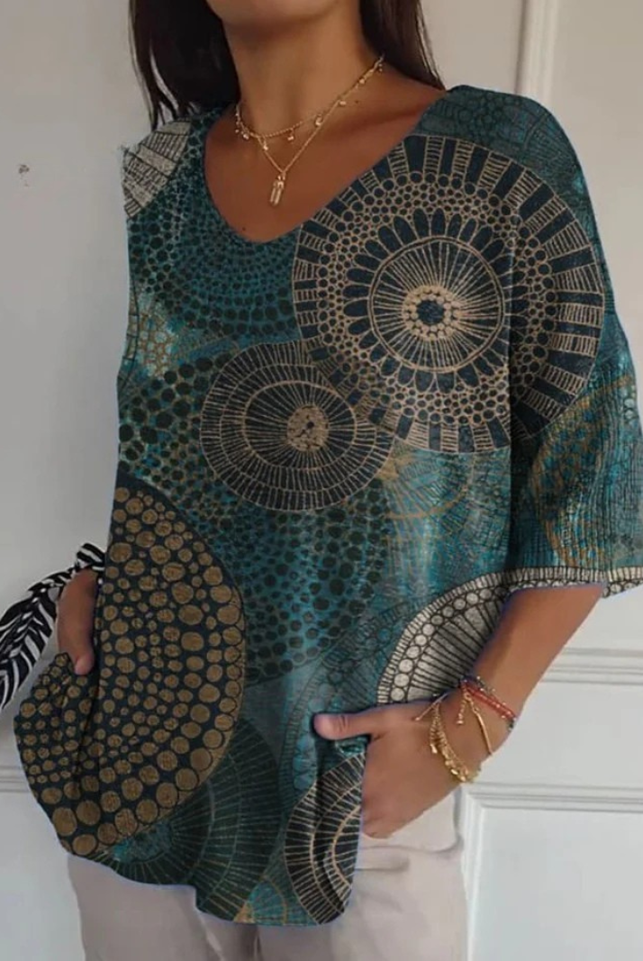 Opal | Vintage Circle Totem Abstract Geometry Casual Pullover Knit