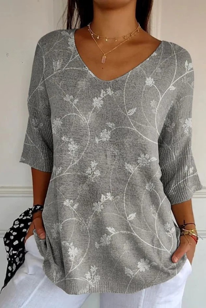 Maya | Vintage Floral Art Casual Pullover Knit