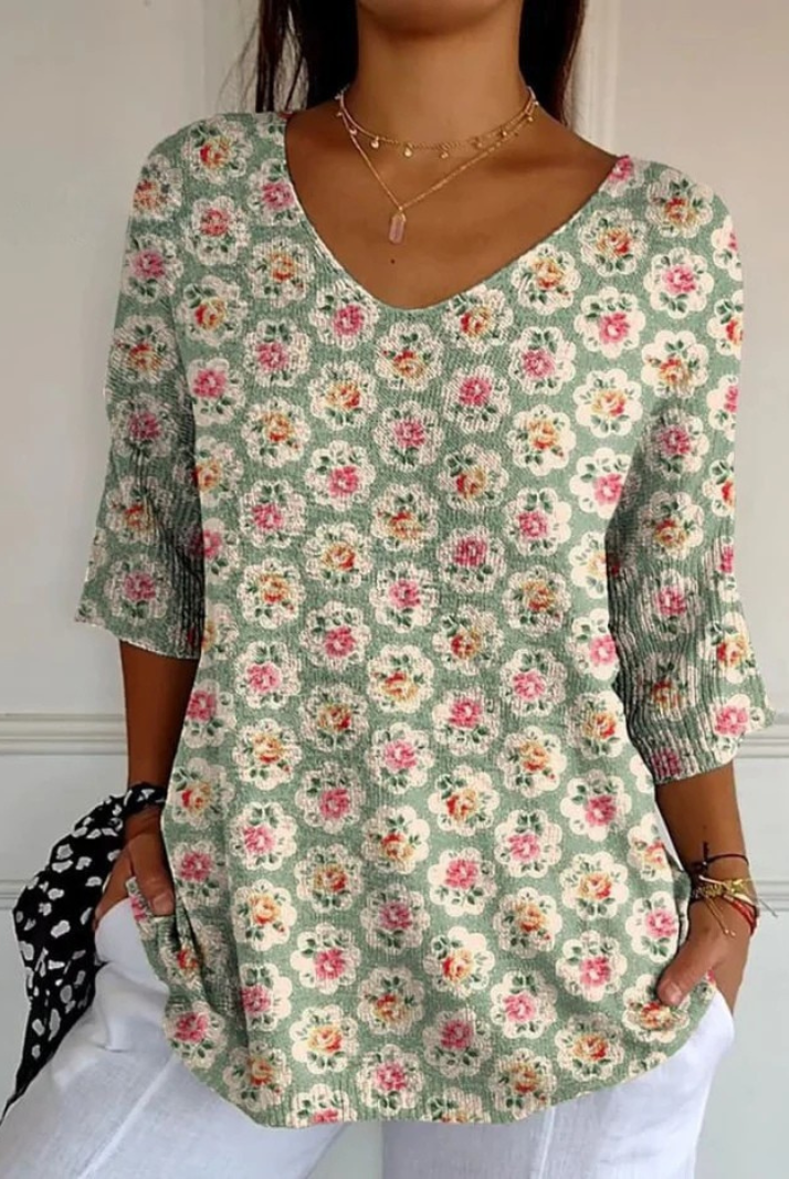 Kennedy | Vintage Ethnic Floral Art Print Casual Pullover Knit