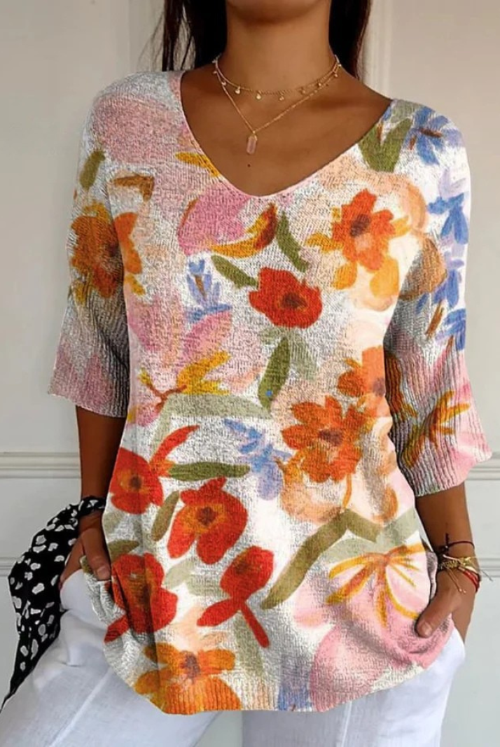 Karina | Vintage Art Floral Casual Pullover Knit