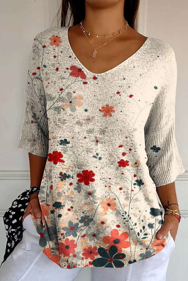 Catalina | Vintage Floral Pattern Art Print Casual Knit Pullover
