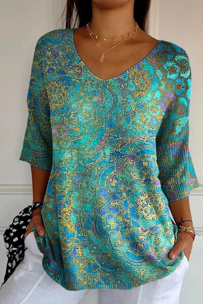Shanelle | Retro Art Print Casual Pullover Knit