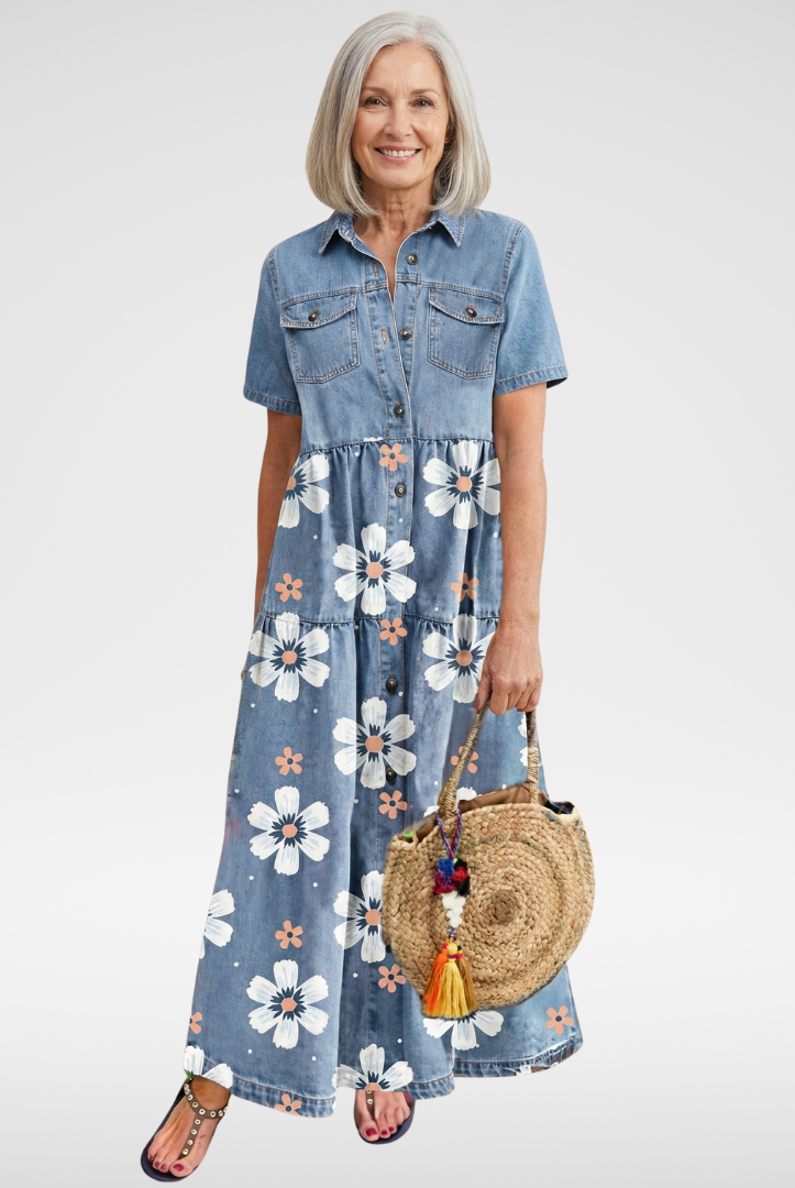 Cady | Denim Flower Dress