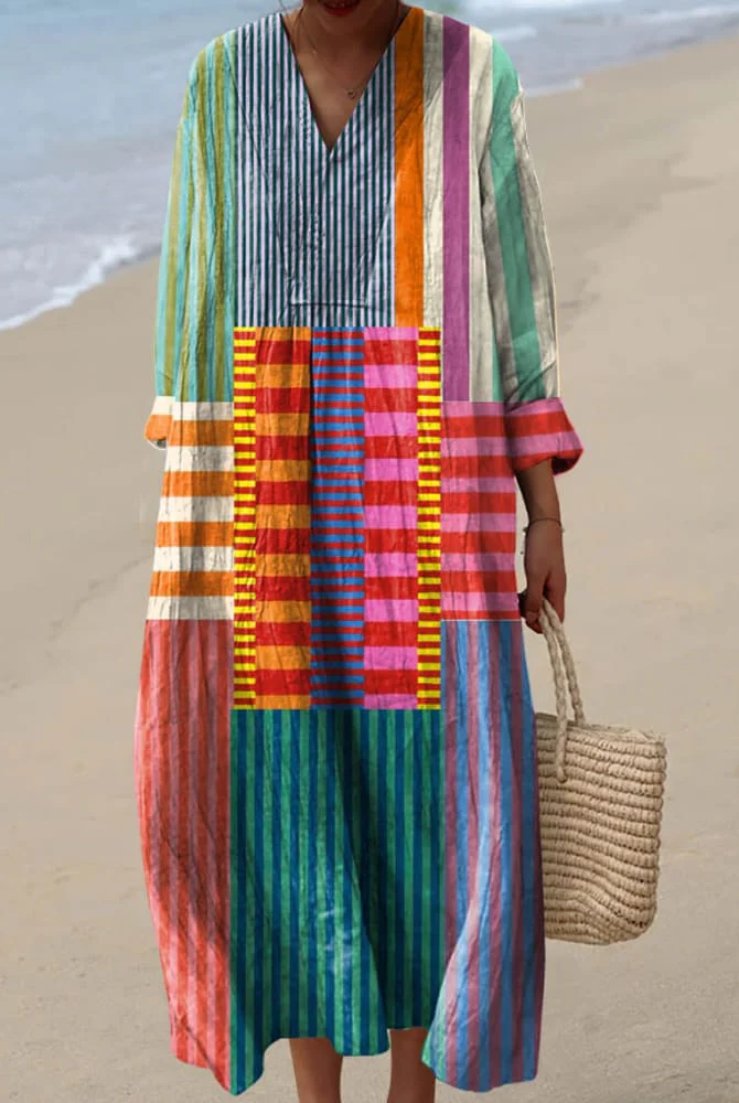 Tora | Retro Dress with Geometric Print for Women