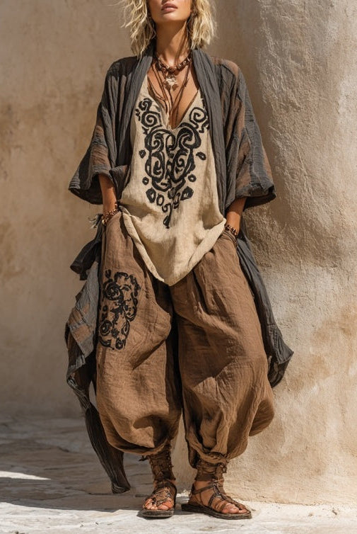 Vita | Nomadic Bohemian Art Print Three-Piece Set Outfit