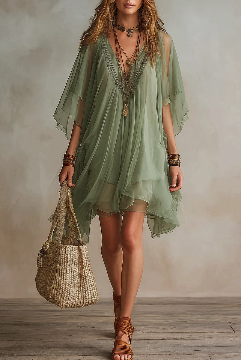 Zalia | Sheer Flow Tunic Dress