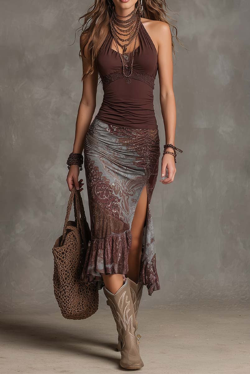 Halsey | Halter Boho Maxi Dress