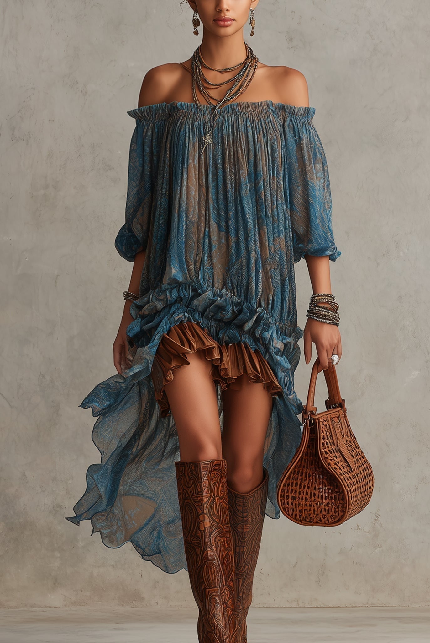 Quincy | Off-Shoulder Boho Mini Dress