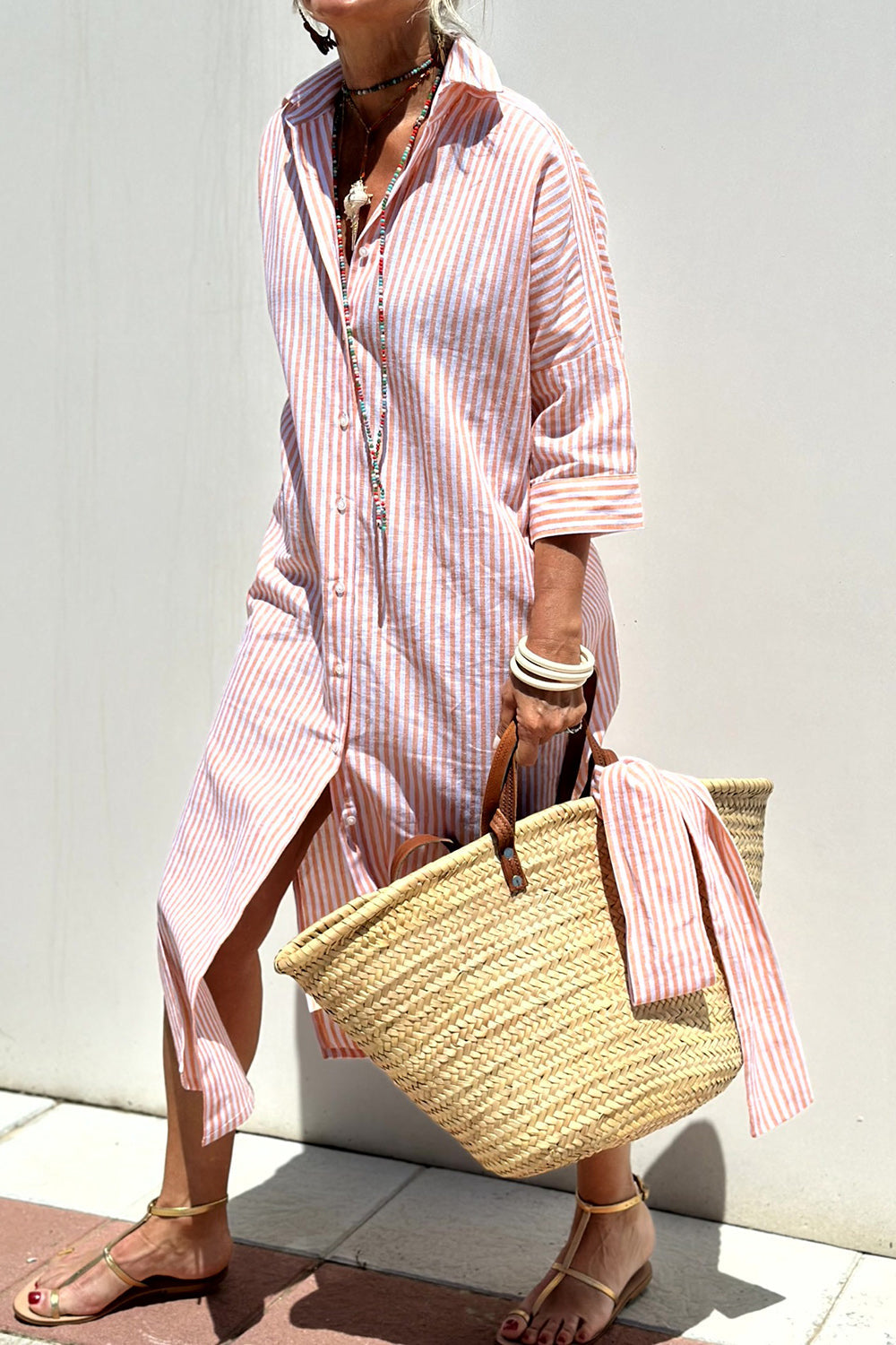 Elaina | Timeless Striped Shirt Dress with Elegant Comfort