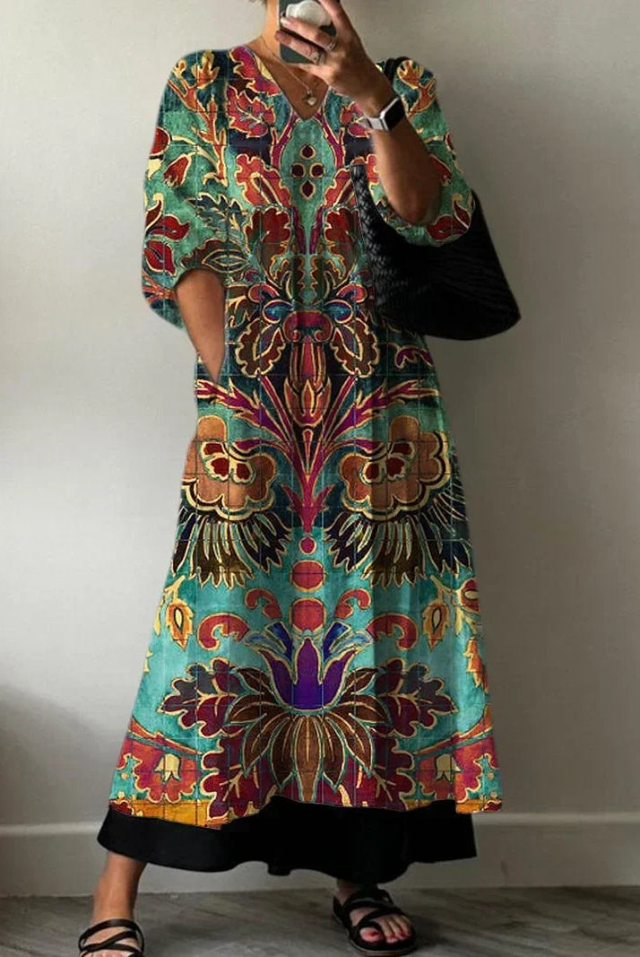 Damiana | Elegant Dress with Carolina Print