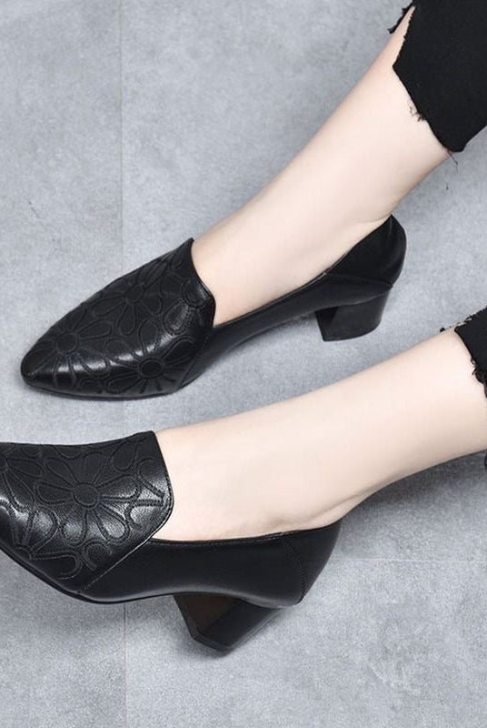 Audrina | Soft Leather Embroidered Pumps
