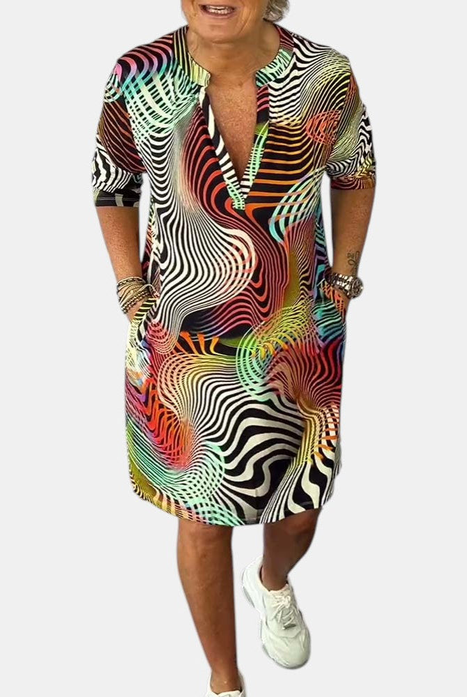 Celine | Colorful V-Neck Dress