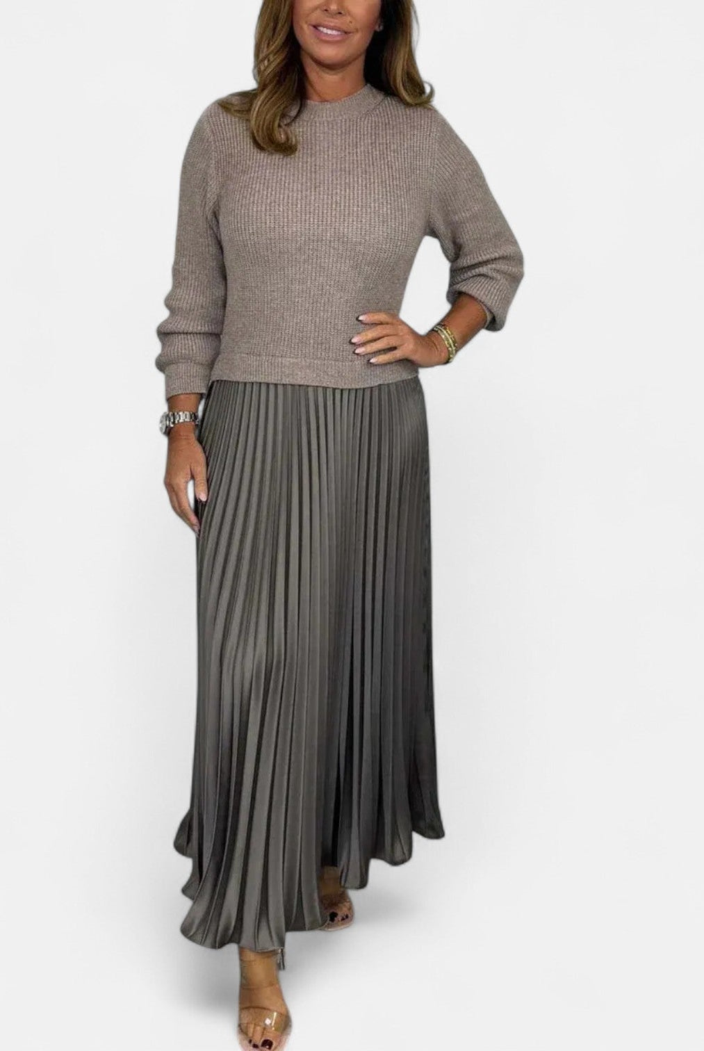 Karlee | Maxi Dress with Sweater and Pleated Skirt