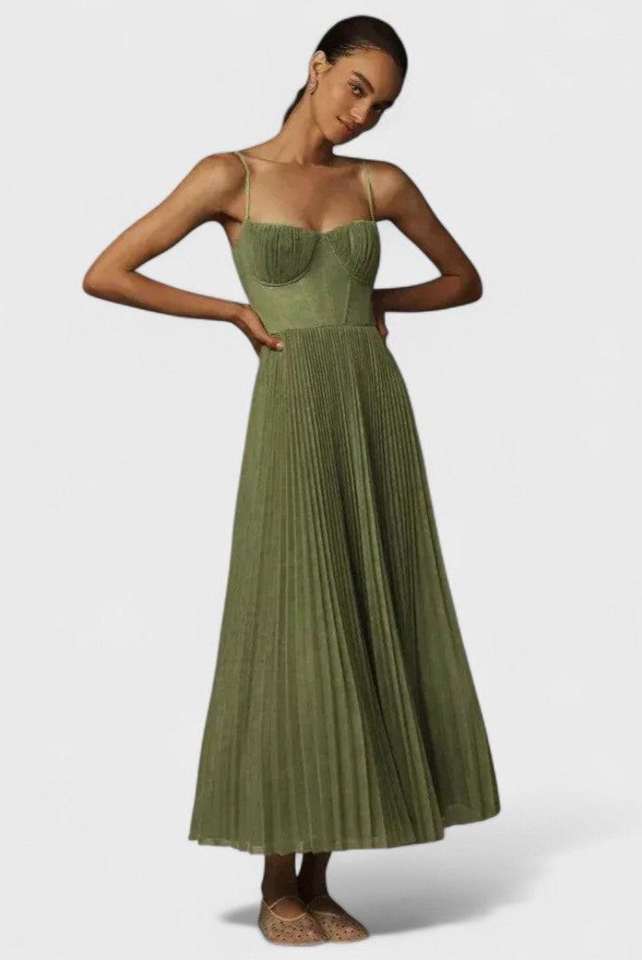 Desiree | Premium Midi Dress in Pleated Tulle