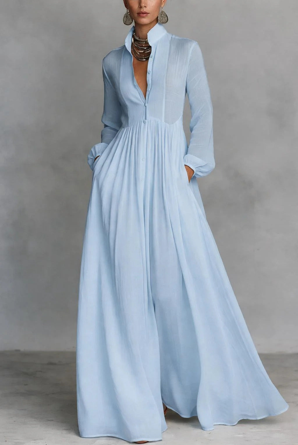 Chloe | Flowing Button-Front Maxi Dress