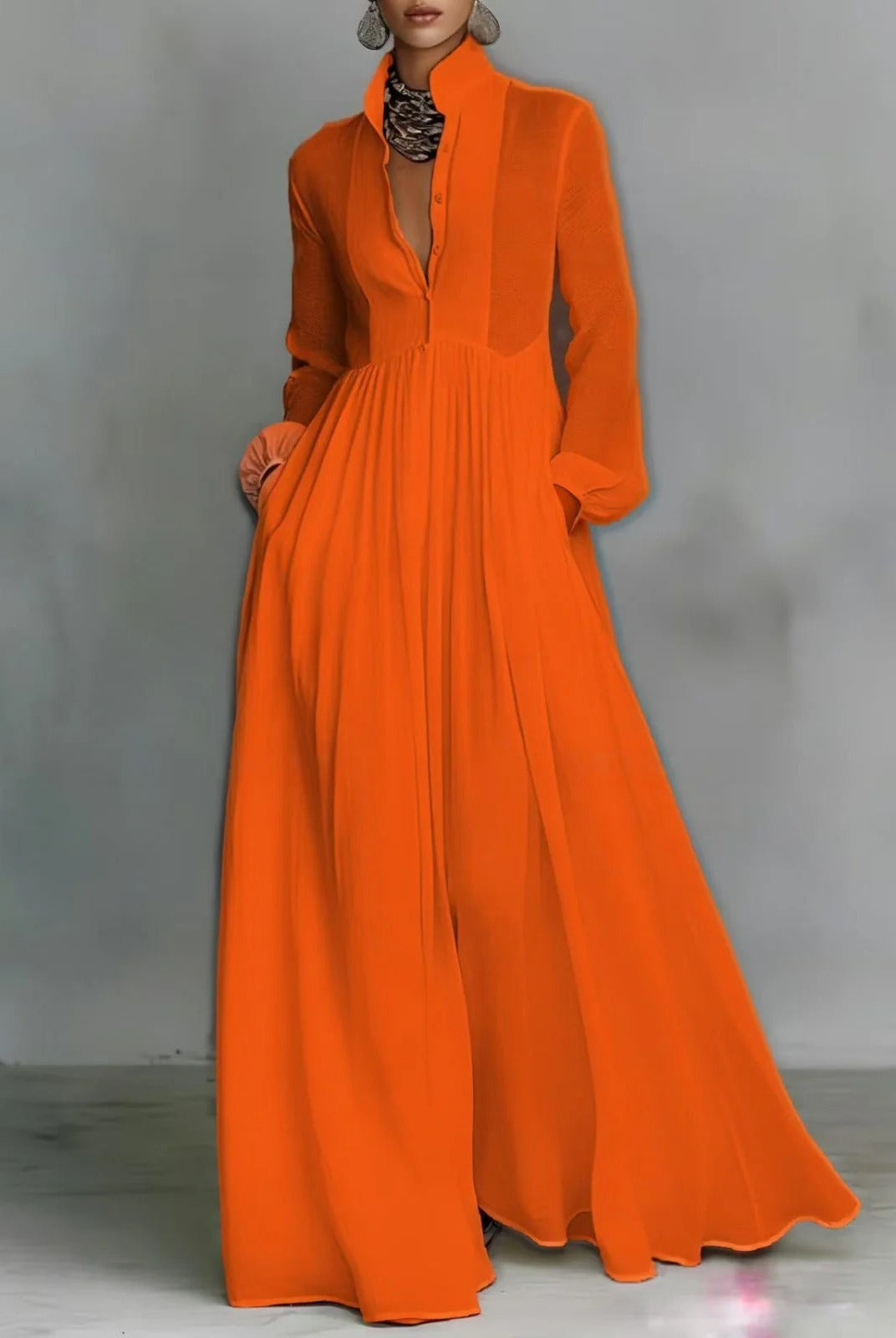 Sabrine | Flowing Button-Front Maxi Dress