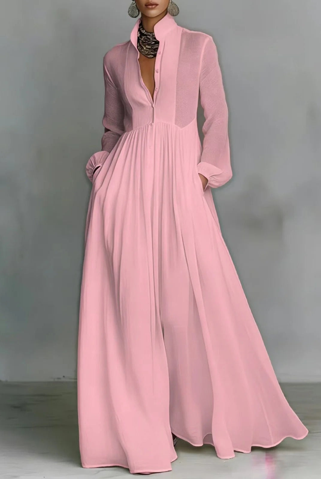 Hollis | Flowing Button-Front Maxi Dress