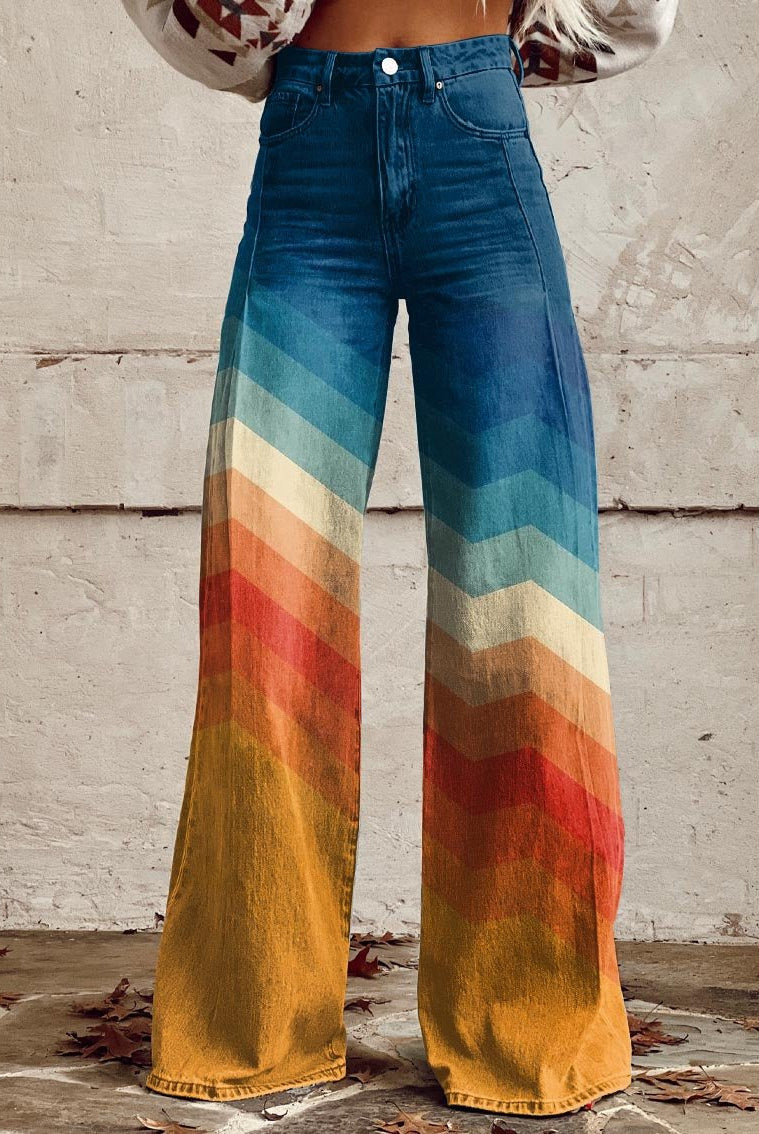 Brooklynn | Sunset Chevron Wide-Leg Pants