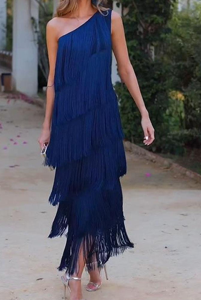Endora | Off Shoulder Elegant Fringe Dress