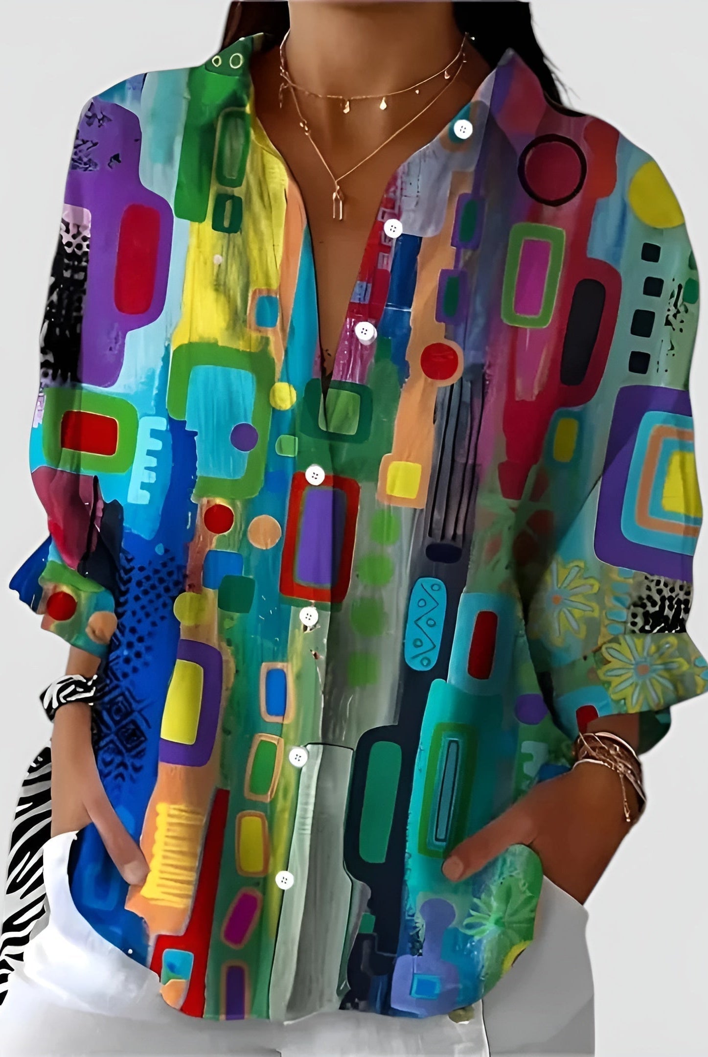 Joan | Blouse with Geometric Pattern