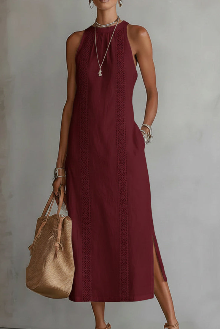 Zaya | Sleeveless Lace Detail Midi Dress