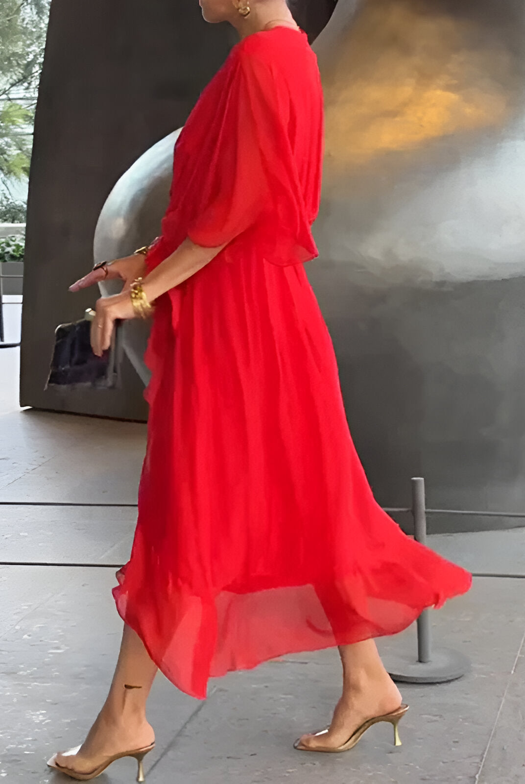 Tisha | Chiffon Dress with V-Neck