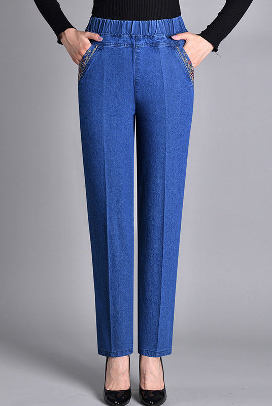 Samaria | Women's Jeans with Side Pockets and Elastic Waist