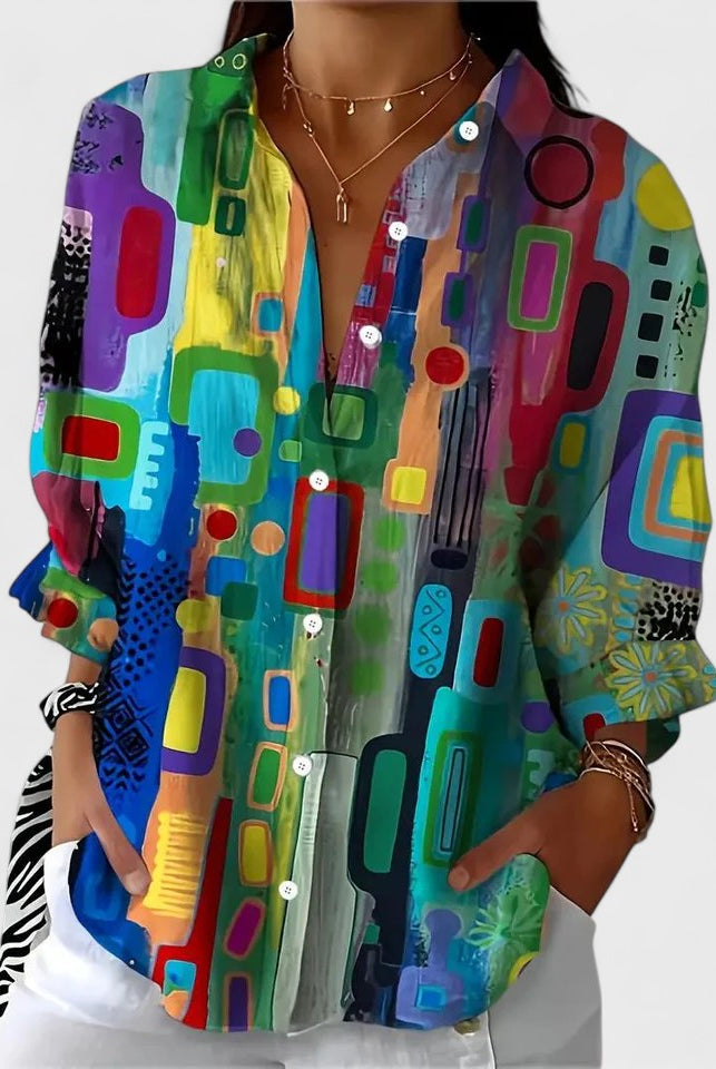 Julie | Elegant Geometric Pattern Blouse