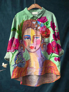 Tauriel | Oil Painting Women's Portrait Art Printed Women's Casual Shirt