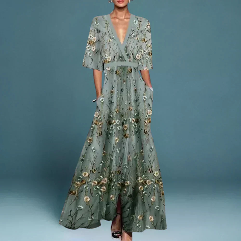 Ayda | Elegant Maxi Dress with Floral Pattern
