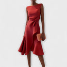 Evie | Draped Asymmetric Midi Dress
