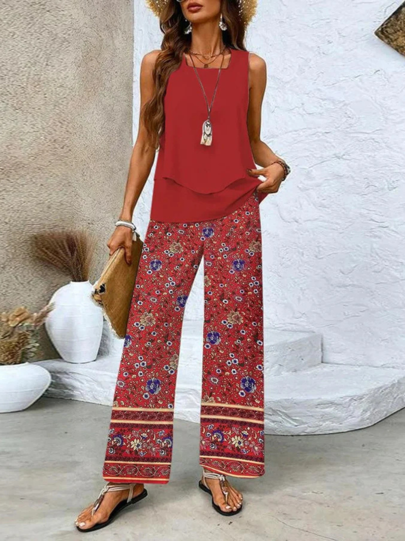 Ruby | Sleeveless Top and Wide-Leg Pants Set