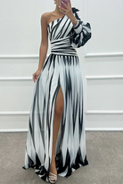 Leslie | Elegant Striped Maxi Dress with One Shoulder